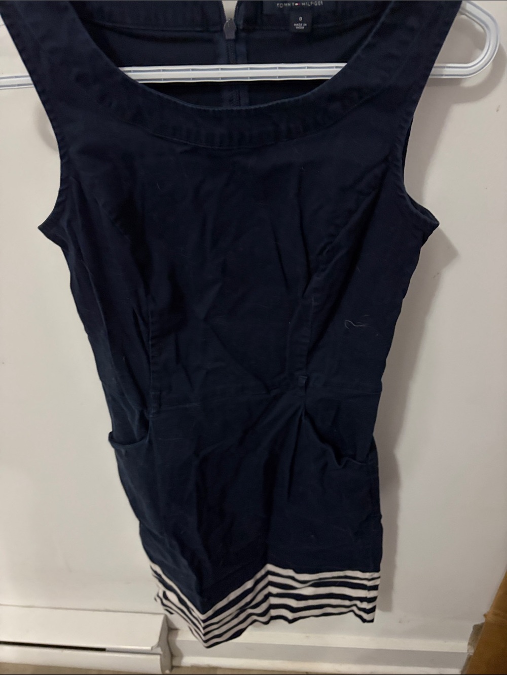 Tommy Hilfiger Navy Tank Top with Striped Hem